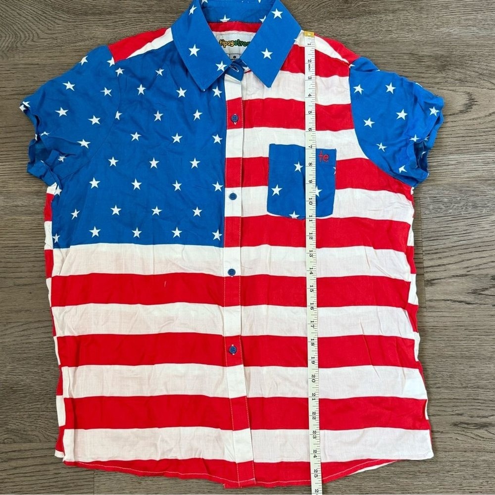 Tipsy Elves American Flag Shirt Small Patriotic 4th of July USA Button Down NWOT - Picture 6 of 11
